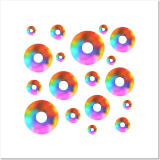 Rainbow Watercolor Donut Bubbles Posters and Art